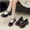 Zapatos Mary Jane Retro Franceses de Tacón Alto para Mujer 2025 Nuevo Verano Versátil Lazo Punta Redonda Estilo Británico Zapatos Pequeños de Cuero