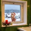 Divertido-JD185 Navidad Pintado Caballo Pequeño Divertido Hogar Balcón Ventana de Vidrio Pegatina Electrostática para Ventana Decoración Extraíble