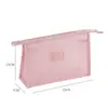 Nueva bolsa de maquillaje transpirable de malla, bolsa de almacenamiento para cosméticos, bolsa de tocador transparente portátil de gran capacidad para viajes, personalizable con logo