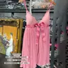 Camisola Sexy Francesa Novo Desejo Puro Decote V Profundo Doce Laço Retrô Plissado Saia Suspender Roupa de Casa Pijama