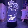 Aventura Congelada de Sirena Tesoro Las Chicas Superpoderosas y Otros Acrílico Dibujos Animados 3D Luz Nocturna Táctil Control Remoto