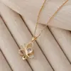 Collar de Acero Inoxidable Mariposa para Mujer Fabricante Mayorista Venta Directa Joyería Circonita Micro-Pavimentada Tendencia de Moda Accesorios de Estilo Versátil