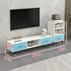 Mueble de TV retráctil moderno minimalista para salas de estar pequeñas, patas simples de madera maciza, mueble de TV de pie y mesa de centro