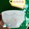 Cuenco de porcelana para el hogar, venta al por mayor, cuenco de arroz de cerámica de 5,2 pulgadas, cuenco con patrón de diamantes, cuenco de porcelana con impresión bajo cubierta, vajilla de moda para microondas