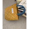 Bolso Tejido de Mano de Moda de Verano para Mujer 2025 Nueva Moda Estilo Pastoral Bolso Cesta de Verduras Estilo Vacacional Bolso de Paja