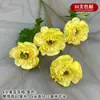 Buquê amarelo multi-cabeça longo ramo rosa peônia hortênsia amarelo claro casamento estrada de casamento fundo de chumbo flor falsa flor de seda