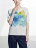 Top plisado de alta gama para mujer, diseño único, ropa de nicho para mujer, camiseta sofisticada de verano holgada que estiliza, manga corta para mujer