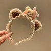 Diadema de Cabeza de Oso de Mantequilla de Dibujos Animados con Lazo de Encaje para Lavado Facial Diadema Suave Lindo Orejas de Oso Accesorio de Pelo de Felpa para Niñas