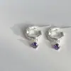 Pendientes de circón púrpura de estilo francés de lujo ligero para mujer, para uso diario, únicos y sofisticados, estilo dulce y fresco, pendientes nuevos exquisitos