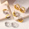 Brincos Elegantes Estilo Coreano Transfronteiriço Retrô com Pontos Cruzados Anel Banhado em Aço Titânio Ouro 18k Real Brincos Distintivos de Nicho para Mulheres