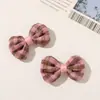 Otoño Invierno Tela a Cuadros Retro Moño Tridimensional Pinza de Garra DIY Flor para Zapato Accesorio para el Cabello Broche Accesorios para Ropa