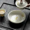 Suporte para Bule de Argila de Jade e Porcelana Branca Pintado à Mão com Espigas de Trigo das Dinastias Tang e Song, Bandeja Base de Cerâmica para Preparo Seco de Chá Kung Fu, Prato Acessório para Cerimônia do Chá Doméstica