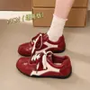 Zapatillas de entrenamiento alemanas versátiles de estilo retro con cordones para mujer, nueva colección otoño/invierno 2026, zapatillas casuales de cuero con bloques de color, estilo Forrest Gump