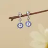 Aretes Turcos de Ojos Azules, Aretes de Cuentas Redondas, Estilo Exótico, Incrustados con Diamantes Azules, Aretes del Ojo del Diablo, Únicos y Distintivos