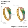 Pendientes de Acero Inoxidable con Baño de Oro Real de 18K, Forma de U, Circonita Colorida, Forma de Serpiente, Completamente Incrustados con Diamantes, Lujo Accesible, Moda, Pendientes Versátiles