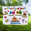 Fondo de cumpleaños de ins, tela para decoración de fiestas al aire libre, tela colgante, pancarta de banquete para niños, bandera estilo Mori simple para colocar
