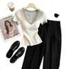 Lujo Ligero Calado Bloque de Color Moda Tejido Verano 2026 Nuevo Estilo Exquisito Chic Estilo Casual Reductor de Edad Top de Manga Corta