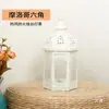 Lanterna pequena branca porta-velas de ferro, luz de ambiente romântico, ornamento decorativo suave para terraço jardim, acessório para fotografia de têxteis para casa