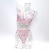 Comercio Exterior Verano Venta Caliente Venta Caliente Sujetador Estampado de Encaje Rosa Puro Deseo Tanga Dulce Conjunto de Lencería Sexy
