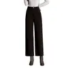 Calça de Veludo Cotelê de Cintura Alta Wide Leg para Mulheres, Novo Estilo Outono/Inverno 2026, Calça Cropped Casual Reta Solta