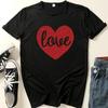 2025 Nova Estação Independente da Amazon Tops Casuais Estampa de Letras 'I Heart' Soltos Camisetas de Manga Curta Masculinas e Femininas