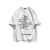 Camiseta de Manga Corta de Algodón Puro con Estampado de Letra de Lazo Estilo Ballet Americano Verano Moderna Versátil para Hombres y Mujeres
