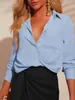 Camisa Polo Casual de Venda Quente para Mulheres Europeias e Americanas, Nova Moda, Gola Polo, Roupa Casual, para o Trabalho e o Dia a Dia, Botões, Top Elegante de Manga Longa