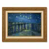 Moldura Dourada Retrô Campo de Pessegueiros em Flor de Van Gogh Céu Estrelado Estilo Pintura a Óleo Sala de Estar Entrada Pintura de Parede Emoldurada Pintura Decorativa Personalizado