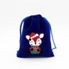 Bolsa de terciopelo azul zafiro al por mayor de fábrica para Navidad, bolsa de embalaje para dulces de manzana navideña, bolsa de regalo, bolsillo de lote transfronterizo