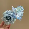 Elección Elegante ~ Pinza para el Cabello de Flor Azul Exquisita Versátil Nueva Primavera Adorno para la Cabeza de Mariposa Estilo Festivo Accesorios para el Cabello Pinza para el Cabello