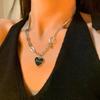 Collar con colgante de letra de amor negra para mujer, moderno, de acero de titanio, resistente a la decoloración, estilo hip hop, cadena de clavícula.
