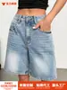 Comercio exterior transfronterizo Amazon fábrica de origen europea y americana al por mayor shorts de mezclilla holgados lavados estilo callejero para mujer en stock suministro directo