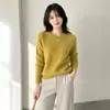 Novo Suéter Feminino Elegante de Outono 2026 para o Trabalho e Deslocamento, Gola Redonda, Manga Longa, Camisa Básica de Tricô Lisa