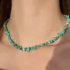 Moda de Verano Piedra Natural Turquesa Collar para Mujer Diseño de Verano Lujo Ligero Temperamento Cadena para Clavícula Cadena de Cuello de Moda