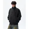 Chaqueta de trabajo retro americana con tie-dye de piel sintética para hombre, marca de moda de otoño, corte limpio, silueta corta de chaqueta de béisbol