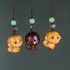 Sándalo Verde Tallado Mono de la Suerte Pequeño Bolsa para Teléfono Móvil Colgante DIY Dibujo Animado Lindo Mono del Zodiaco Colgante Accesorios de Madera Maciza