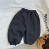 GL-kids estilo coreano otoño e invierno nuevo niños una pieza terciopelo tono retro forrado de vellón grueso cordón casual pantalones pantalones