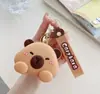 Linda Cartera de Silicona de Capibara, Bolsa de Dibujos Animados para Niños, Bolsa de Almacenamiento Portátil, Tarjetero, Bolsa para Auriculares, Colgante Pequeño