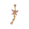 Anillo para Ombligo de Acero Inoxidable 316L, Piercing para Ombligo Hoja de Arce Dorada, Botón para Ombligo en Forma de Corazón, Anillo para Ombligo Lirio del Valle, Piercing para Ombligo, Botón para Ombligo