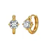 Novos brincos femininos de diamante único estilo europeu e americano, argola nicho em aço inoxidável 304 cravejada de diamantes, design de quatro garras para o dia a dia, transfronteiriço