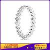 Anillo de Cuentas Crecientes de Cobre Plateado Blanco Plateado de Pan Anillo de Nudo Floral Anillo de Par Apilado Anillo de Pan
