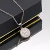 Collar con colgante de moneda de la Reina Isabel cadena para suéter colgante de moneda redonda cadena redonda para clavícula femenina de acero inoxidable