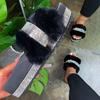 Aliexpress Amazon 2020 Nova Plataforma Sapatos Peludos de Solado Grosso Strass Tamanho Grande Chinelos Femininos Atacado Transfronteiriço