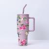 Vaso de hielo de acero inoxidable 304 al vacío transfronterizo de tercera generación 40 oz portátil con ventosa, deportivo, con aislamiento, para coche