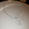 Colar Quadrado de Pérola com Cravação de Zircônia e Diamante em Camada Dupla, Corrente de Clavícula Versátil Estilo Palaciano Retrô, Colar de Luxo Leve e de Alta Qualidade para Mulheres