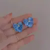 Pendientes de Botón Grandes con Forma de Flor Azul Fresca, Estilo Hada, Modernos y Populares para Mujer, con un Ambiente de Alta Gama y Suave, Pendientes Estilo Ins
