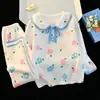 Pijamas para Padres e Hijos Otoño e Invierno 2025 Niñas y Niños Dibujos Animados Cuello Redondo Franela Manga Larga Casual Ropa de Casa