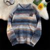 Suéter novo para casal 2023 masculino outono moda americana tie-dye listrado suéter macio glutinoso solto casaco suéter