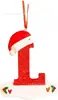 Letra Inicial de Navidad con Gorro Rojo Decoración de Letra, Decoración Colgante para Árbol de Navidad DIY Colgante Personalizado Regalo