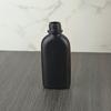 Venta directa de fábrica, botella plana de 30 ml y 16 dientes, negra, HDPE, para viaje, reenvasada, para loción, desinfectante de manos, gel de ducha, muestra.
